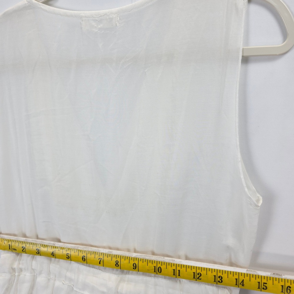 CP Shades Off White Dress Women S Cotton Silk Tie Waist Quiet Luxury Feminine - Picture 7 of 14